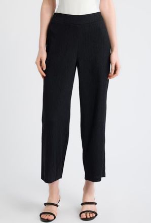 Anne Klein Crinkle Pull-On Ankle Wide Leg Pants in Anne Black at Nordstrom, Size X-Large