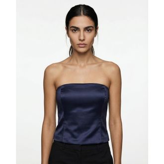 Brunello Cucinelli Navy Strapless Bustier Top, Size X-Small