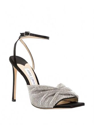 Jimmy Choo London Womens Nara 110 Crystal-Embellished Sandals In Black