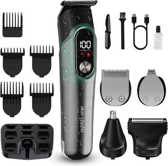 OEM Cortapelos Para Hombre, Recortador De Barba, Kit De Afeitado 5 En 1 Para Rostro, Bigote, Cuerpo, Orejas Y Nariz, Inal&aacute;mbrico E Impermeable, 822 Cian