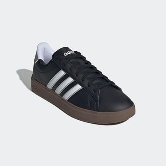 adidas Sneaker ADIDAS SPORTSWEAR GRAND COURT 2.0, Damen, Gr. 38,5, schwarz-weiss (core schwarz, cloud wei&szlig;, silber metallic), Synthetik, Textil, Schuhe Sneak