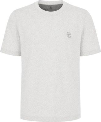 Brunello Cucinelli Jersey T-shirt met logo - Heren - T-shirts - Grijs - XL - Katoen - Tops