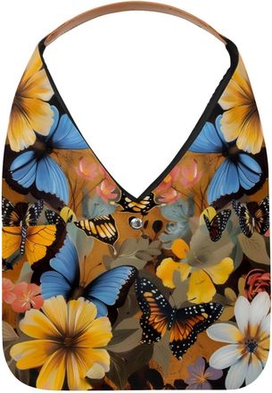 Generic Art Butterfly Flowers Reusable Lightweight Grocery Bags - Foldable Into Compact Pouch, Washable & Sturdy, Multipurpose for Shopping and Travel