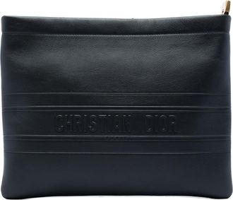 Dior Pre-owned Dior Embossed Calfskin Logo Zip Clutch Ladies Z9HYJ59XM7TNVS05