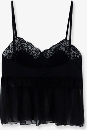 Chlo&eacute; Womens Silk Lace-Trim Camisole Black T-Shirts & Jerseys