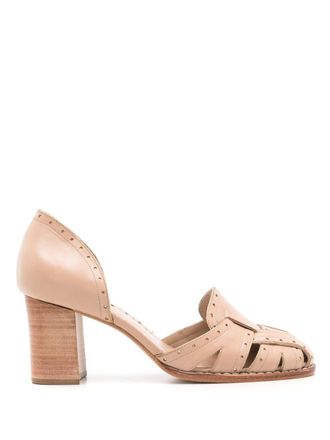 Sarah Chofakian Colette leren pumps - Beige