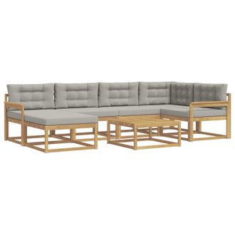 vidaXL Conjunto De Sof&aacute;s De Exterior 7 Pcs Blanco Y Gris Claro Vidaxl