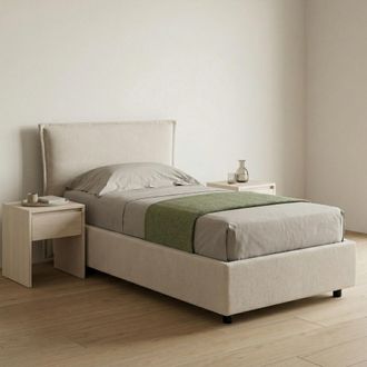 Dmora Cama Individual Brusson, Desenfundable, Contenedor Hecho En Italia, Tama&ntilde;o Colch&oacute;n 80x190 Cm, Beige