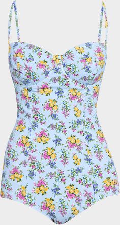 Dolce & Gabbana Floral Balconette One-Piece Swimsuit