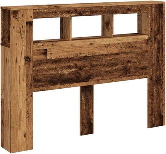 Berkfield Home LED Headboard Old Wood 140x18.5x103.5 cm Engineered Wood in Brown