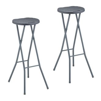 Relaxdays Relaxdays - Set De 2 Taburetes Altos Para Cocina, Banquetas De Bar, Plegables, Pl&aacute;stico, Acero, 80 X 34 X 45 Cm, Gris