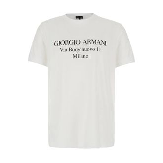 Giorgio Armani T-shirt Girocollo con Stampa Indirizzo - - Tops - Uomo - Bianco - 2XL