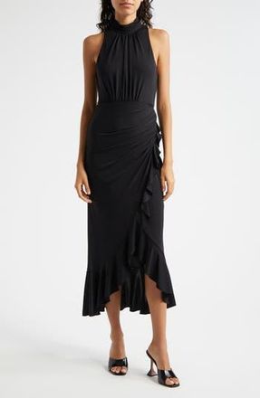 Cinq &agrave; Sept Antonia Mock Neck Sleeveless Midi Dress in Black at Nordstrom Rack, Size 0