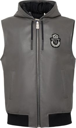 Billionaire Boys Club Mouwloos Leren Vest - Heren - Bodywarmers - Grijs - S - Leer - Jassen