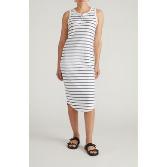 Universal Standard Romera Sleeveless Rib Midi Dress in Nautical Navy Stripe at Nordstrom, Size 2Xl