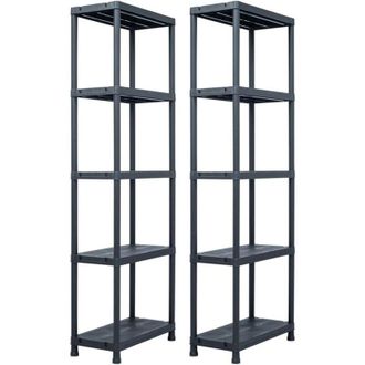 vidaXL Storage Shelf Racks 2 pcs Black 125 kg 60x30x180 cm Plastic Vidaxl