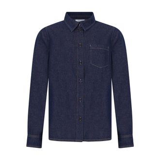 Maison Kitsun&eacute; Indigo Light Japanese Denim Shirt - Dames - Spijkeroverhemden - Blauw - 2XS - Denim - Overhemden