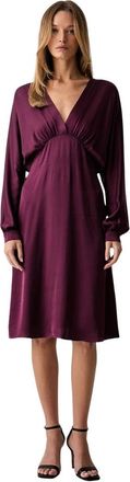 Fracomina Flared Jurk - Dames - Casual kleedjes - Paars - S - Satijn - Kleedjes