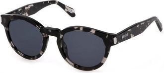 Just Cavalli Accessoires, Dames, Zwart, ONE Size, Zwarte Ronde Lens Rook Zonnebril