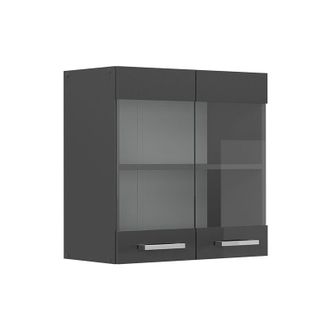 Vicco Armario De Cocina Con Vidrio R-line, Antracita Alto Brillo, 60 Cm Vicco