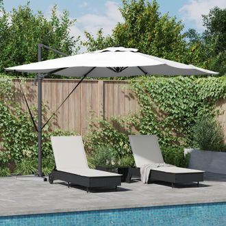 Berkfield Home Roma Cantilever Parasol with Solar LEDs - Sand - 286 x 285 x 270 cm - Aluminium