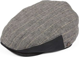 Dasmarca Mens Womens Stripe Linen Summer Flat Cap Cabbie - Jude Ash XL