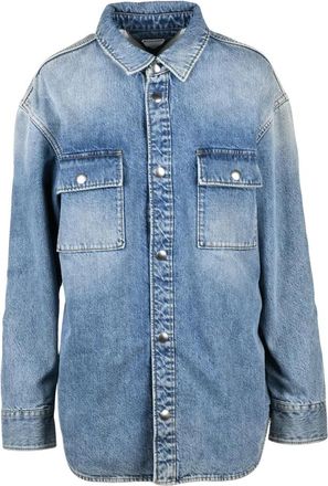 Bottega Veneta Overhemden, Dames, Blauw, S, Denim, Straight Denim Shirt