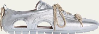 Simone Rocha Cutout Metallic Leather Ballerina Sneakers