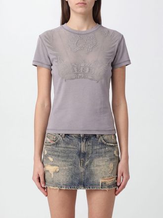 Diesel Slim Fit Cotton T-Shirt with Embroidered Logo and D&eacute;vor&eacute; Details