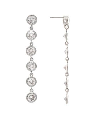 Rivka Friedman Rhodium Plated Cz Dangle Earrings
