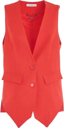 Manila Grace Geknoopte Gilet - Dames - Gillet - Rood - S - Leer - Kostuums
