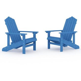 vidaXL Sillas De Jard&iacute;n Adirondack 2 Pcs Hdpe Azul