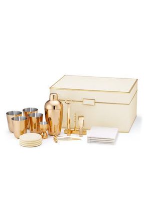 Aerin 21-Piece Faux Shagreen Bar Set in White at Nordstrom