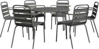 VENTE-UNIQUE.COM Conjunto de mesa y sillas para jard&iacute;n acero gris antracita
