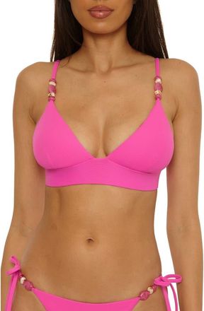 BECCA by Rebecca Virtue Modern Edge Halter Bikini Top in Rose Berry at Nordstrom, Size Medium