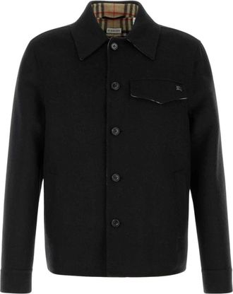 Burberry Jassen, Heren, Zwart, M, Wol, Wool Jacket
