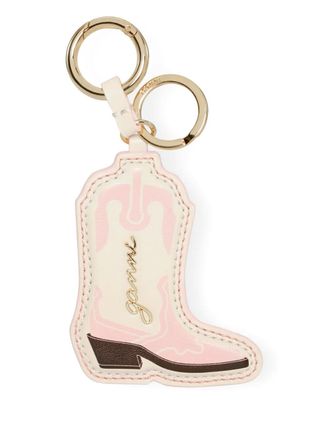Ganni Western Boot keyring - women - Recycled Leather/Polyurethane/Polyester - One Size - White