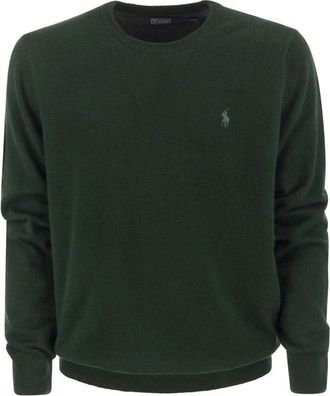 Polo Ralph Lauren Groene Wollen Trui met Ronde Hals - Heren - Ronde hals truien - Groen - L - Wol - Truien & Vesten