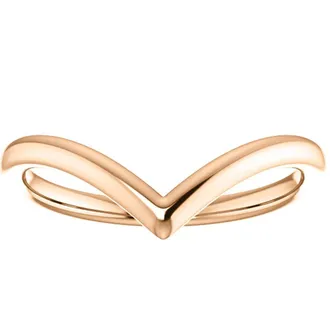 Pompeii3 Curved V Shape Solid Contour Guard Wedding Band in 14k White Yellow or Rose Gold