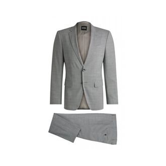 HUGO BOSS Heren, Pakken, Grijs, Maat: 2XL Wol