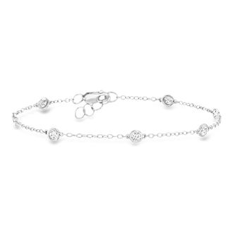 Ross-Simons Lab-Grown Diamond Station Bracelet in Sterling Silver