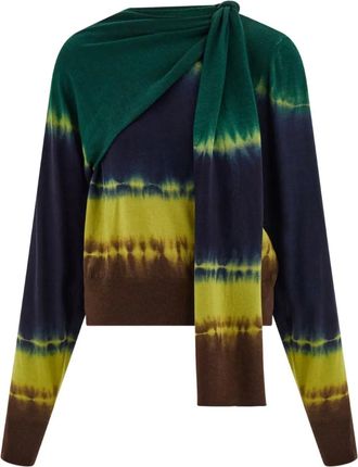 Ferragamo Maglione con fantasia tie dye - Verde