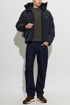 Emporio Armani Down Jacket With Logo, Mens, Black