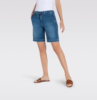 MAC Broeken Shorts MAC JOG&acute;N SHORT, Damen, Gr. 34, N-Gr, blau (mid blau cool wash), Web, Obermaterial: 49% Baumwolle, 40% Lyocell, 9% Polyester, 2% Elasthan, unif