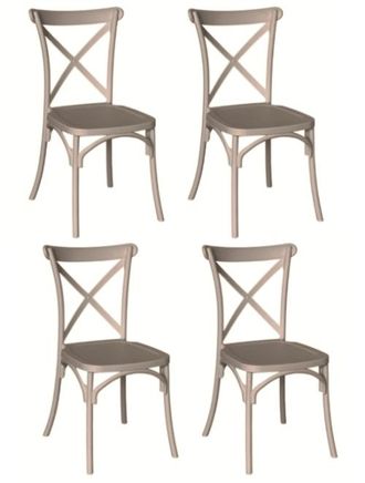 Far Kit 4 Sedie Polipropilene Cucina Bar Ristorante Sedia Interno Esterno Tortora Cross 443
