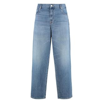 7 For All Mankind Straight Jeans, male, Blue, Size: W33 Loose-fit jeans with metal details