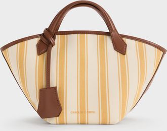 Charles & Keith Mini Ivanna Canvas Striped Tote Bag
