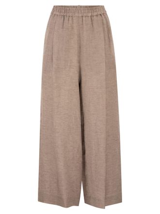 Fabiana Filippi Leinenhose mit weitem Bein, elastischem Bund und Monile-Detail