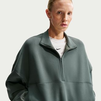 Nike Womens 24.7 ImpossiblySoft Dri-FIT Oversized 1/2-Zip Top in Green | HQ8188-303