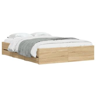 vidaXL Cama Con Cajones Madera De Ingenier&iacute;a Roble Sonoma 120x190 Cm Vidaxl